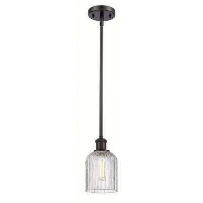 Bridal Veil - 1 Light Stem Hung Mini Pendant In Art Deco Style-9 Inches Tall and 5 Inches Wide