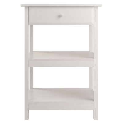 White Composite Wood Traditional Printer Stand with Drawer