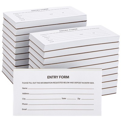 Juvale 2000 Raffle Ticket Sheets, Blank Entry Forms For Contests, School  Events, White, 20 Pads : Target