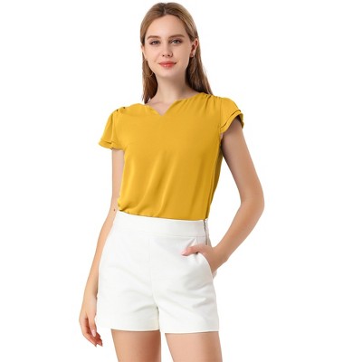 INSPIRE CHIC Women's Work Business Casual Plain Cap Sleeve Blouse