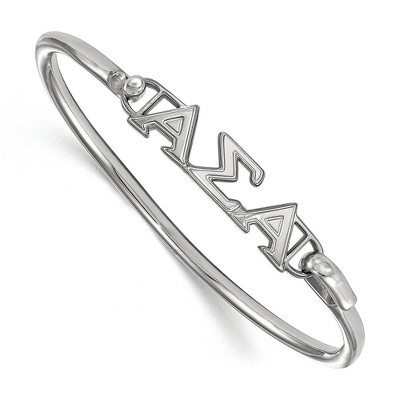 Black Bow Jewelry Sterling Silver Alpha Sigma Alpha Greek Life Bangle Bracelet 7 Inch