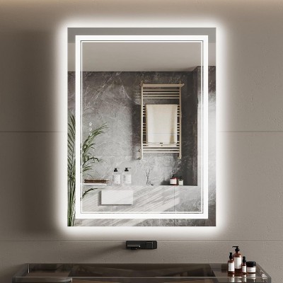 LED Bathroom Mirror with Lights-Anti-Fog Dimmable 3-Color Smart Vanity Mirror, Wall Mounted with Memory Function