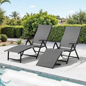 Crestlive Products Outdoor Aluminum Folding Recliner Adjustable Chaise Lounge (Set of 2) - 1 of 4