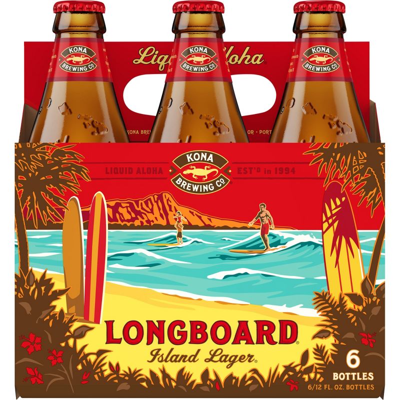 Kona Longboard Island Lager Beer - 6pk/12 fl oz Bottles, 1 of 8