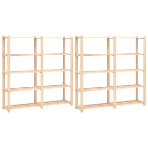 vidaXL 5-Tier Solid Pinewood Storage Racks Two-Piece Set – Ideal for Household and Commercial Storage – Total Weight Capacity of 1102.3 lb - 1 of 4