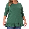 Agnes Orinda Women's Plus Size Ruffled Hem Crew Neck Long Sleeve Flowy Casual Tunic Tops with Pockets - 2 of 4