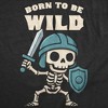 Mens Funny T Shirt Born To Be Wild Skeleton Sarcastic Warrior Graphic Novelty Tee For Men - Crazy Dog Men's T Shirt - 2 of 4