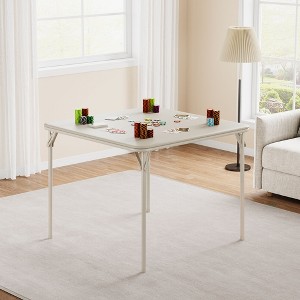 38 Inch Folding Card Table with Collapsible Legs, Metal Frame Portable Folding Square Table with PU Padded Top for Parties, Picnics, Games - 1 of 4