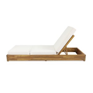 Christopher Knight Home Mira Outdoor Adjustable Acacia Wood Chaise Lounge with Cushion - 1 of 4
