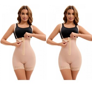 INSPIRE CHIC 2 Pcs Women's Cami Convertible Straps Tummy Control Front Hook Thigh Slimmers Body Shaper - 1 of 4