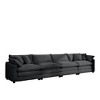 Modern Upholstered 4 Seater Fabric Sofa with Comfortable Back Cushions, Seat Cushions and Pillows, Light Beige Corduroy Sofa , - 4 of 4