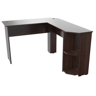 L Shaped Writing Desk Espresso - Inval