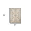 5' X 7'  and Orange Floral Medallion Stain Resistant Indoor Outdoor Area Rug - 3 of 4