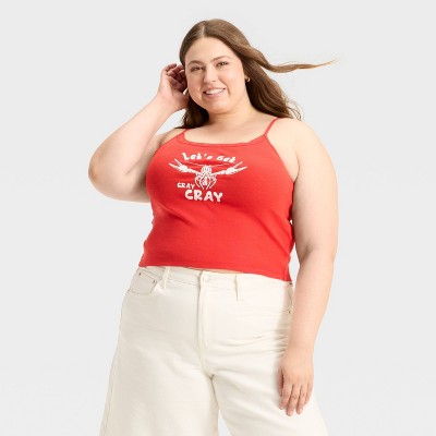 Women's Cray Cray Graphic Cami with Lace Trim - Red