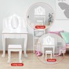 Kids Vanity Table and Chair Set with Light, Girls Vanity with Mirror, Drawer and Pretend Playset - 2 of 4