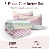 Boersma Striped Comforter Set Queen Size, Comforter Bedding Set Pink Yellow Green Purple, 3 Piece, 1 Comforter (90"x90") and 2 Pillow Shams (20"x36") - 3 of 4