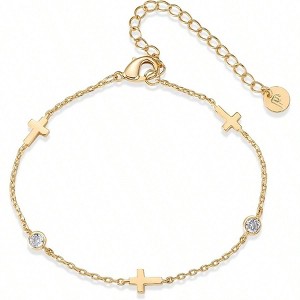 Cross Bracelet for Women Religious Cubic Station Bracelet Confirmation Gift - 1 of 3