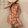 Causal Summer Dress Floral Ruffle A-Line Dress with Keyhole Back Floral Beach Sundress with Flounce Hem Summer Round Neck Mini Dress - 4 of 4