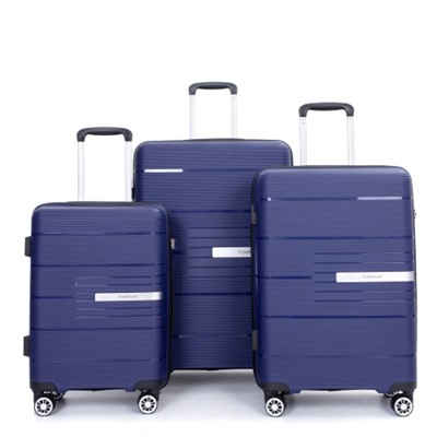BEAFUP Hardshell Suitcase Double Spinner Wheels PP Luggage Sets Lightweight Durable Suitcase with TSA Lock, Set of 3(20/24/28)