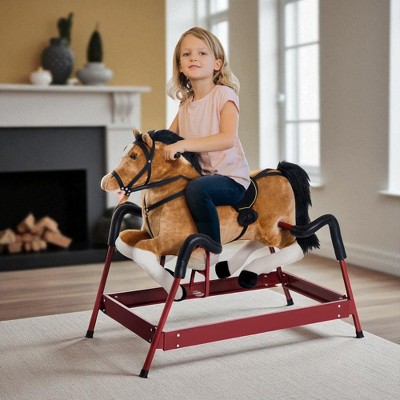 Mshliw Plush Spring Rocking Horse for Kids 3+, Bouncing Ride-On Rocker Toy with Sounds, Soft Saddle & Stable Frame, Indoor Play, Halloween gift