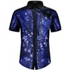 Lars Amadeus Men's Contrasting Color Short Sleeves Disco Party Sparkly Sequins Shirt - 2 of 4