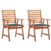 vidaXL Solid Acacia Wood Patio Dining Chairs with Cushions, Weather-Resistant Outdoor Seating, Anthracite Color, Easy Assembly Required, Set of 2 - 2 of 4