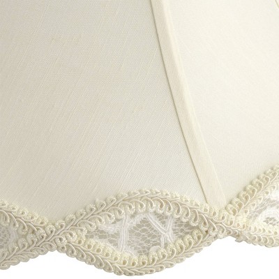 Antique White and Burgundy Resin Metal Floor Lamp with Cream Shade