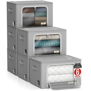 Sorbus Medium Foldable Storage Box - Metal Frame, Oxford Fabric, Large Window & Handles - Organization for Bedroom, Linens & Clothes - 1 of 4