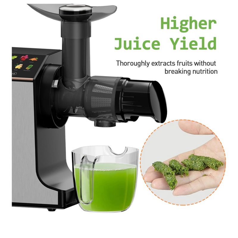 Whall Masticating Slow Juicer, Professional Stainless Juicer Machines for Vegetables and Fruit, Touchscreen, Cold Press Juicer with 2 Speed Modes, Reverse Function, Easy to Clean, 2 of 8