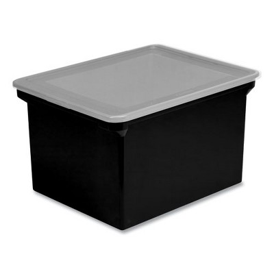 Black and Silver Stackable Plastic Lidded Storage Box