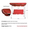 Northlight 3-Seater Outdoor Patio Swing with Adjustable Canopy - Red - 4 of 4