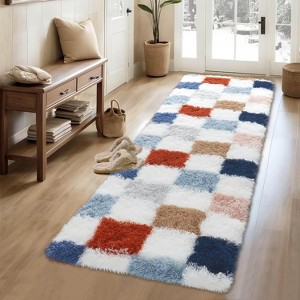 Shag Area Rug Modern Checkered Plush Fuzzy Rugs for Living Room Ultra-Soft Thick Furry Accent Carpet for Bedroom Contemporary Indoor Floor Mat - 1 of 4