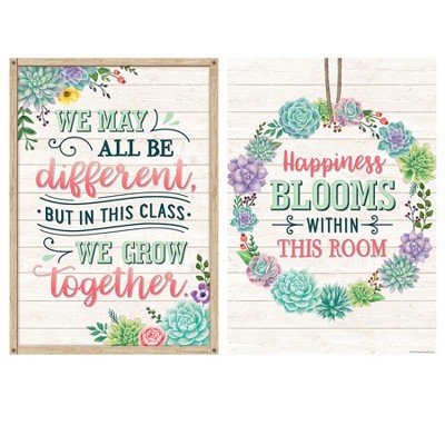Rustic Bloom Motivational Posters Set with Succulent Designs