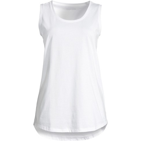 Lands' End Women's Supima Cotton Tunic Tank Top - Large - White : Target