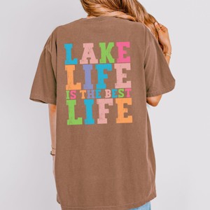 Simply Sage Market Lake Life Distressed Colorful Front and Back Design Garment Dyed Tee - 1 of 4