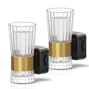 YANSUN 2-Pack 1W Black Plug-In Night Lights, Transparent Textured Trumpet Cylinder Design, Warm 3000K Dimmable, US Plug - 1 of 1