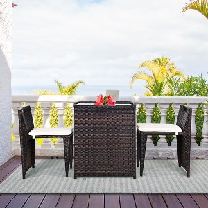 Costway 3PCS Outdoor Patio Rattan Furniture Set Space Saving Garden Deck W/Cushion No Assembly - 1 of 4