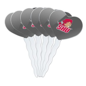 Sacred Heart University Secondary Logo Heart Love Cupcake Picks Toppers Decoration Set of 6 - 1 of 4