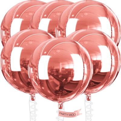 PartyWoo Foil Balloons Rose Gold Round 32 Inch 6 pcs