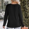 Women's Slub Knit Long Sleeve Henley Tee Top -Cupshe - 4 of 4