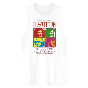 Led Zeppelin Band Members In Colored Filters Crew Neck Sleeveless Men's White Tank Top - 1 of 3