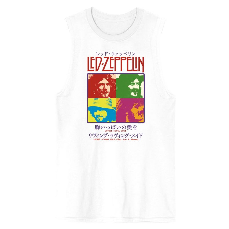Led Zeppelin Band Members In Colored Filters Crew Neck Sleeveless White Men's Tank Top, 1 of 4