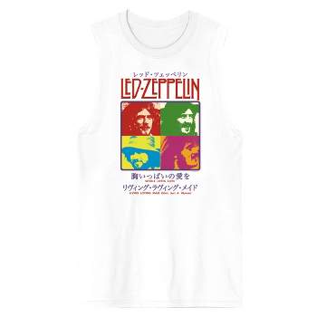 Led Zeppelin Band Members In Colored Filters Crew Neck Sleeveless White Men's Tank Top