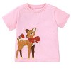 MyKids-USA Crew Neck Girls Deer And Bird Pattern T-Shirt In European And American Style For Summer - 2 of 4