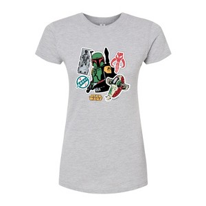 Women's - Star Wars - Boba Stickers Fitted Graphic T-Shirt - 1 of 2