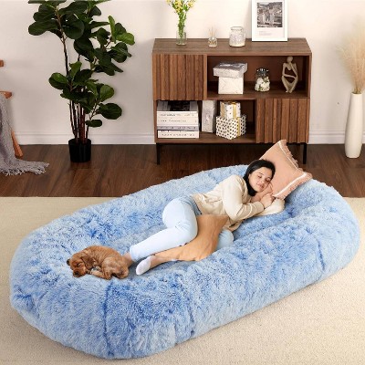 GustoWave Family Bean Bag Cushion, Washable Floor Cushion With Storage Pocket for Pets and Kids