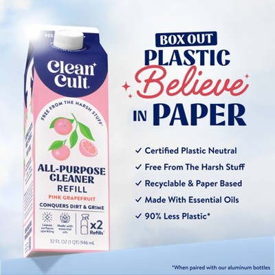 Clean Cult All Purpose Cleaner Refill - Pink Grapefruit - 32 fl oz: Multipurpose, Non-Porous Surfaces