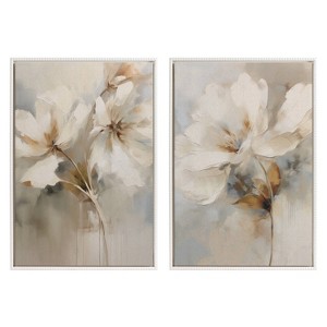 Kate & Laurel All Things Decor (Set of 2) 23"x33" Sylvie Beaded Botanical Floral 1 and 2 Framed Arts by The Creative Bunch Studio White - 1 of 4