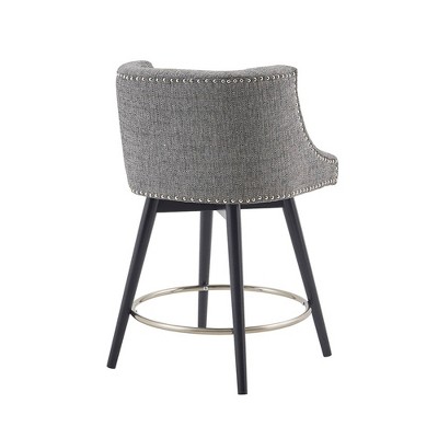 Mateo Gray Wood and Metal Swivel Counter Stool