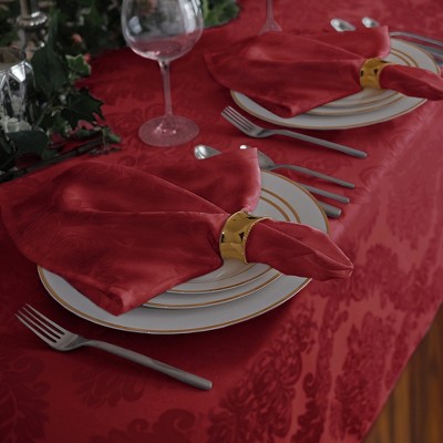 Barcelona Red Jacquard Damask Polyester Tablecloth, 52" x 70"